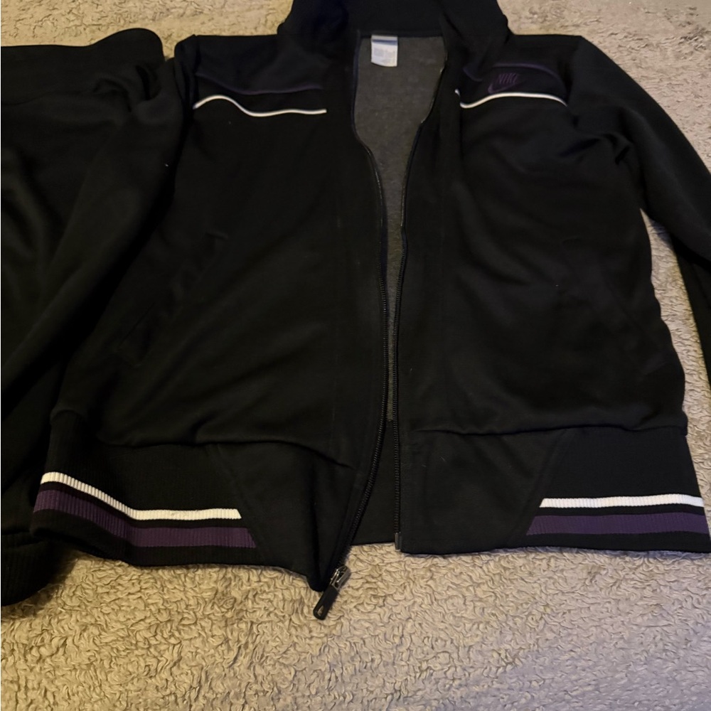 Black and Purple Zip-Up Jacket with pants set